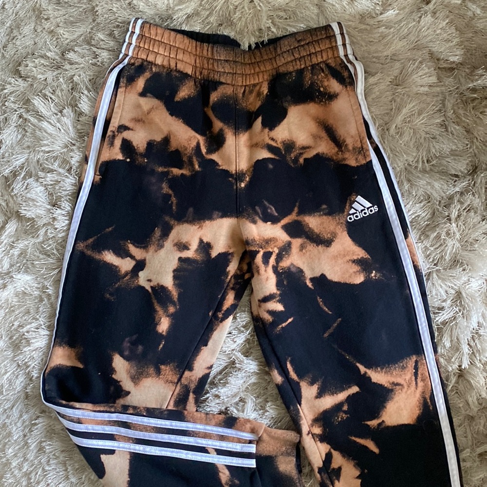 Adidas Pant | one of a kind bleach-dyed.